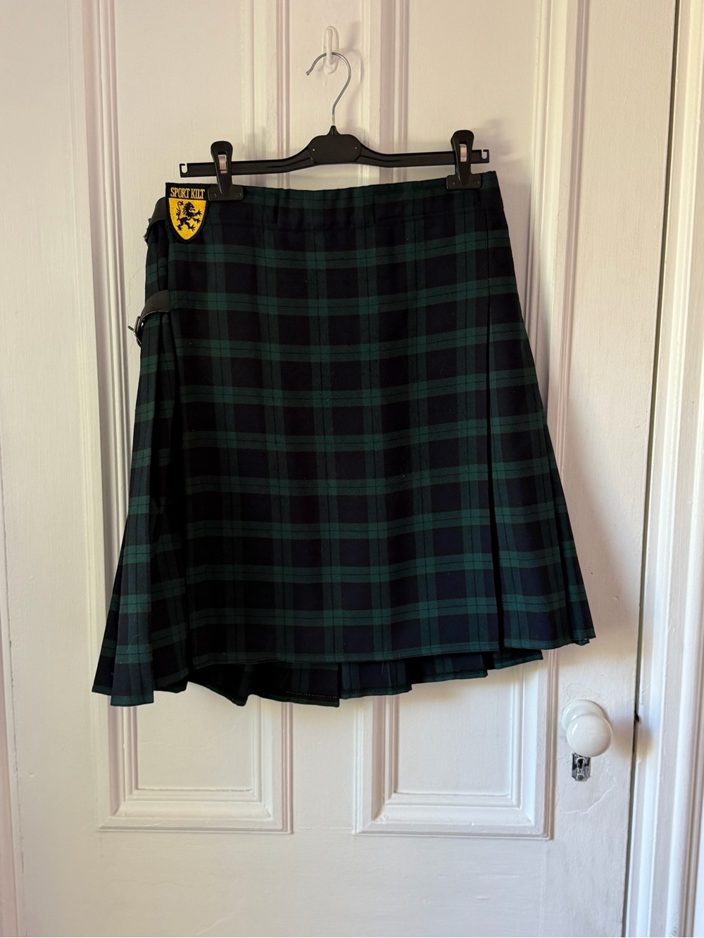 Men’s Sport Kilt Black Watch Green/Navy Plaid Side Buckle Velcro Closure Size L